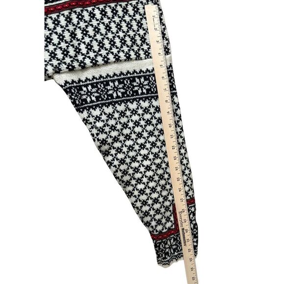 Norlender Wool Cardigan Size L Pewter Button Front Cream Black Red - Picture 6 of 11